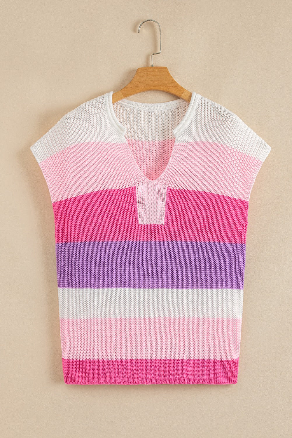 Multicolour Color Block V neck sweater t shirt