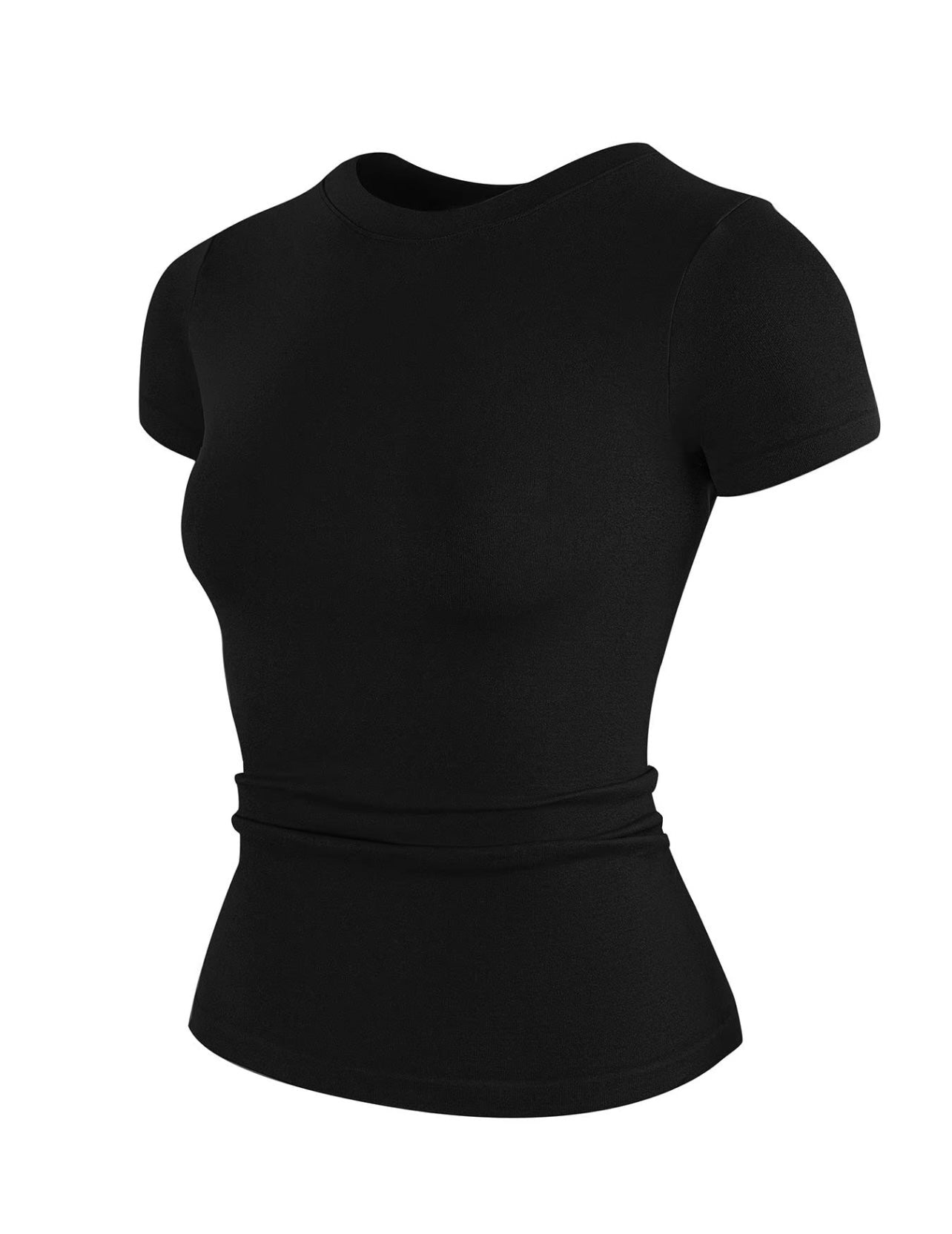 Solid color round neck tee