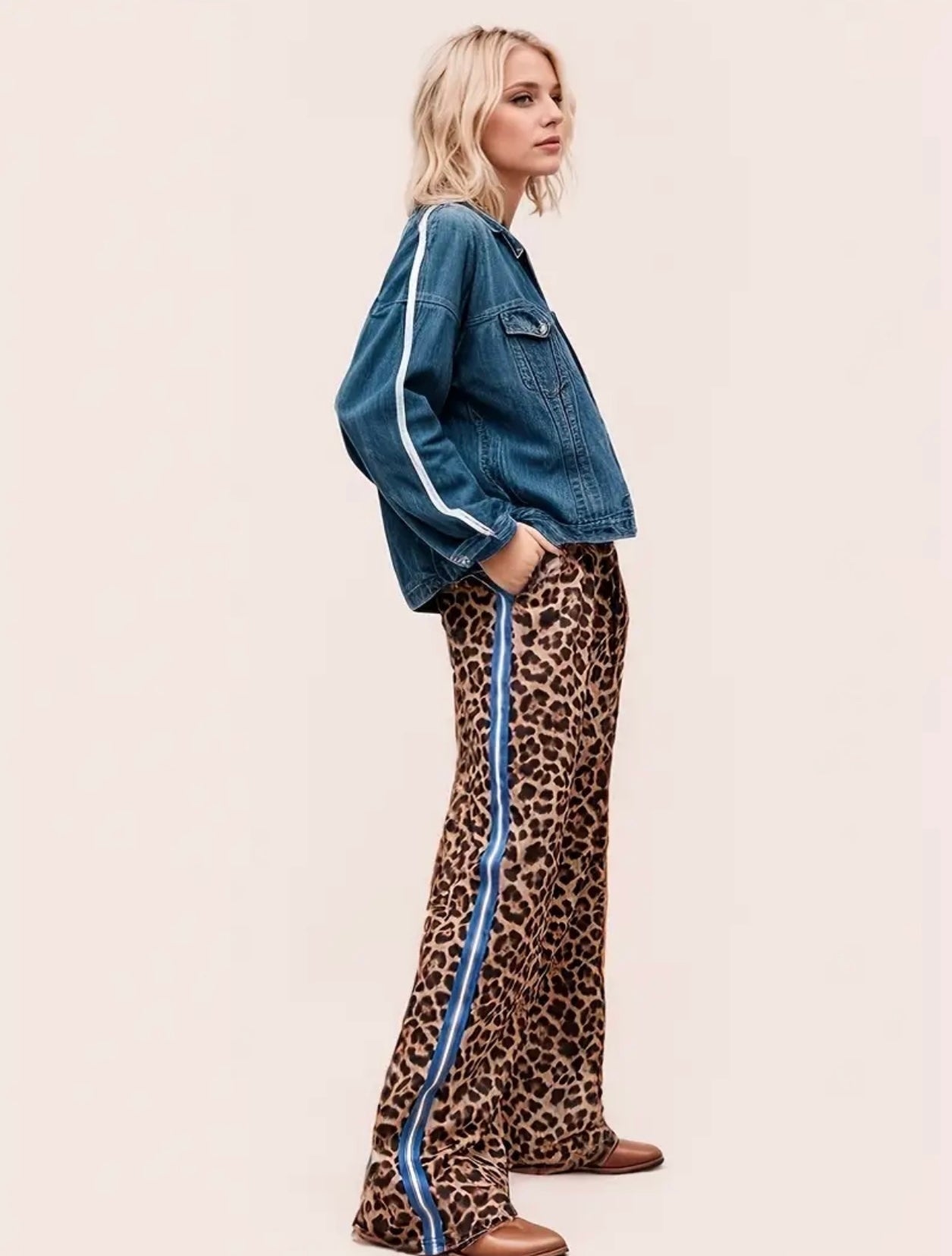 Leopard blue stripe pants
