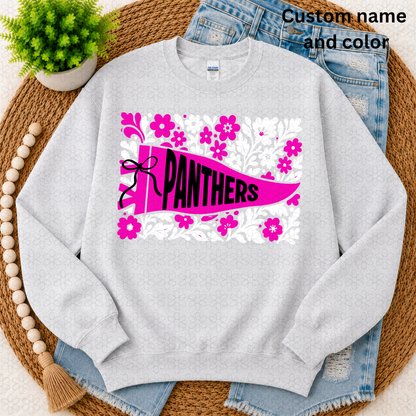 Custom floral pendant flag (word and color)