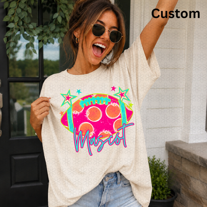 CUSTOM pink and teal football mascot