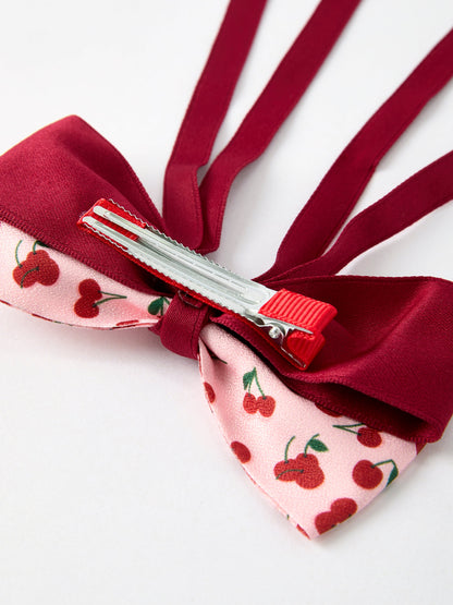 Cherry Bow Ribbon 4.5 Inch Hairpin