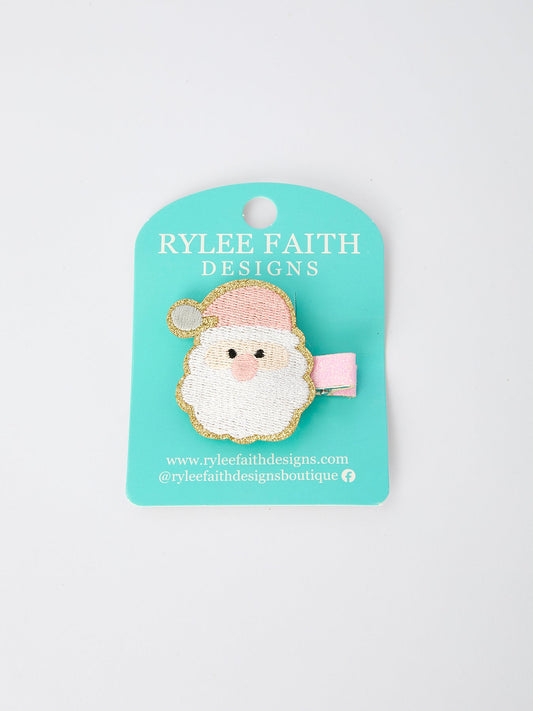 Christmas Pink Santa Girls 2-inch Hair Clip– Pink Girls' Hair Accessory