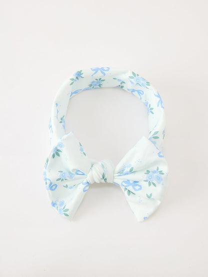 FALL Baby Girls Blue Floral Bow Headband