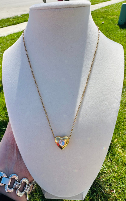 Amorette Waterproof Crystal Heart Necklace
