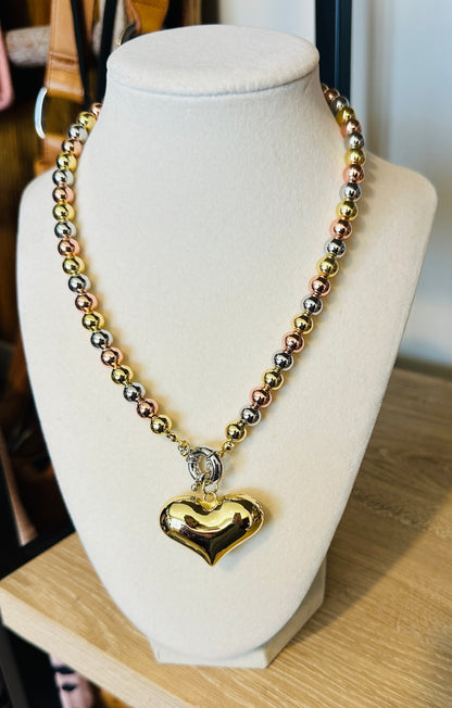 Mixed Metals Golden Heart Necklace