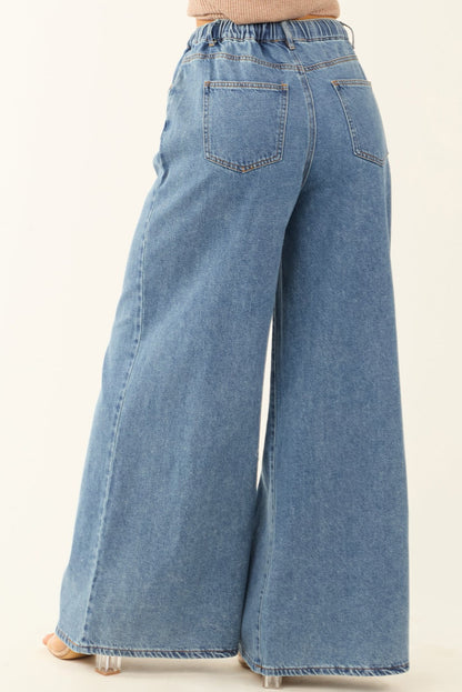 Dusk Blue Medium Wash wide leg Denim