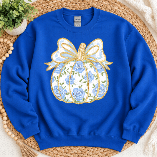 Blue floral pumpkin
