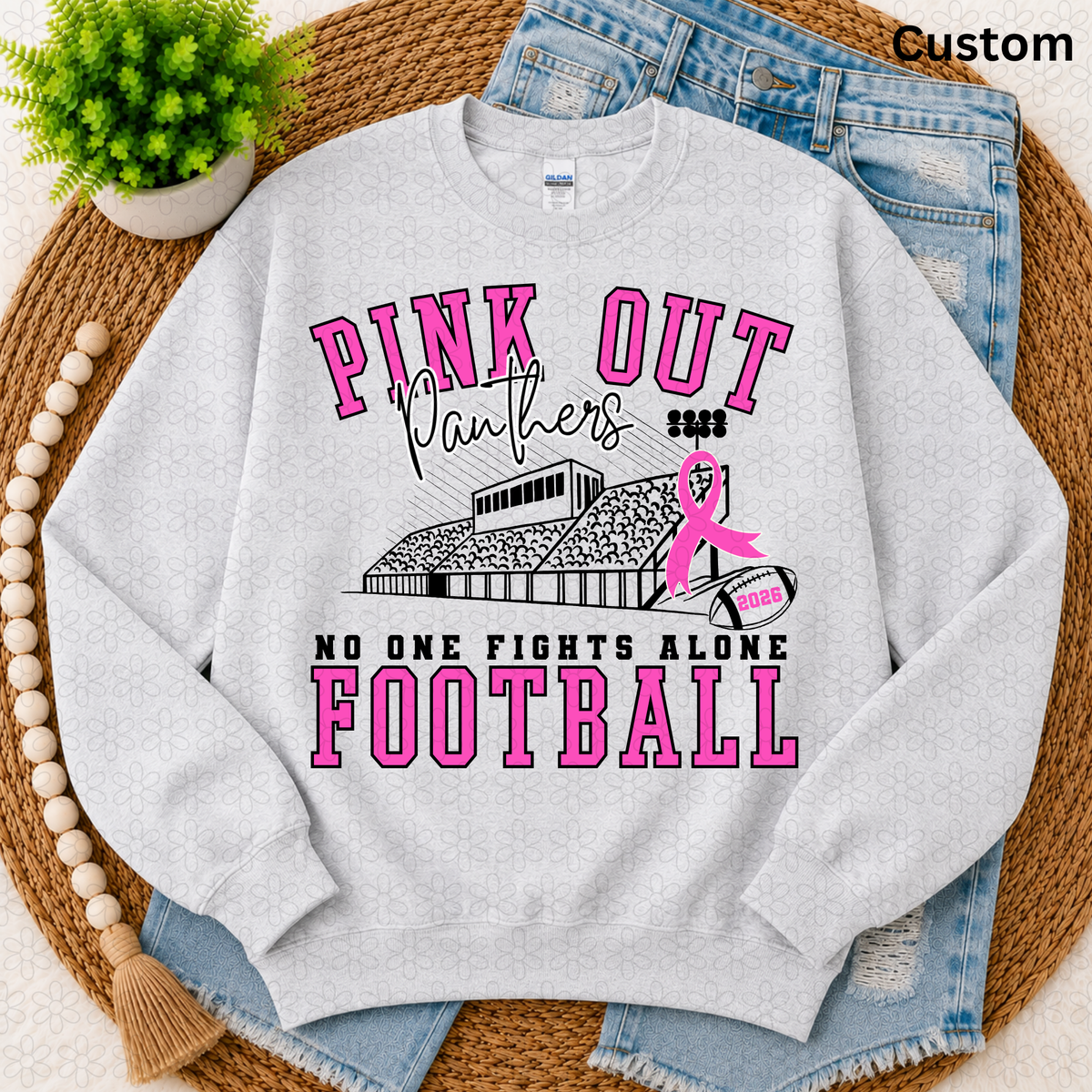 Pink out custom mascot football