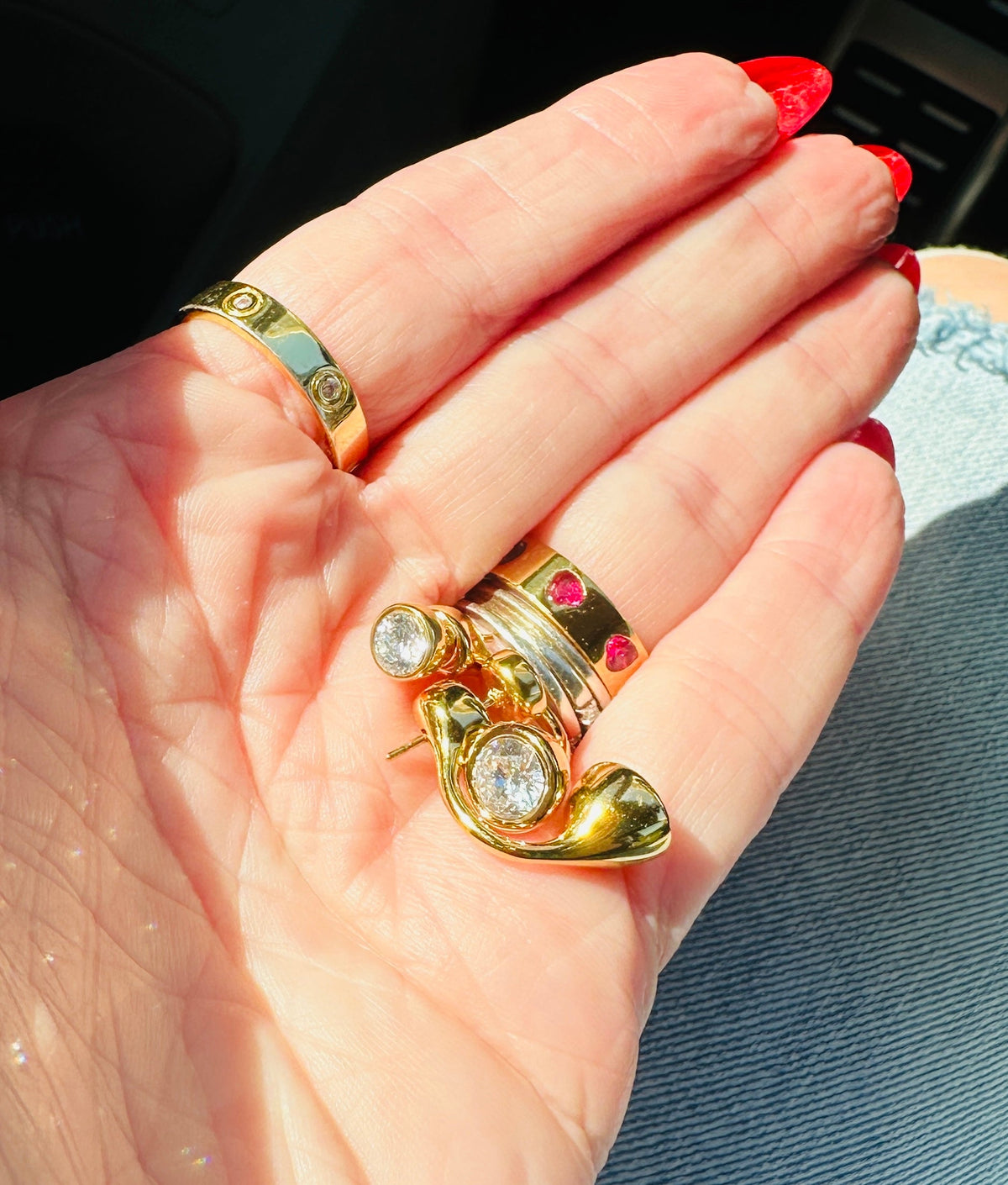 Celeste Waterproof Crystal Ear Jacket Earrings-Gold