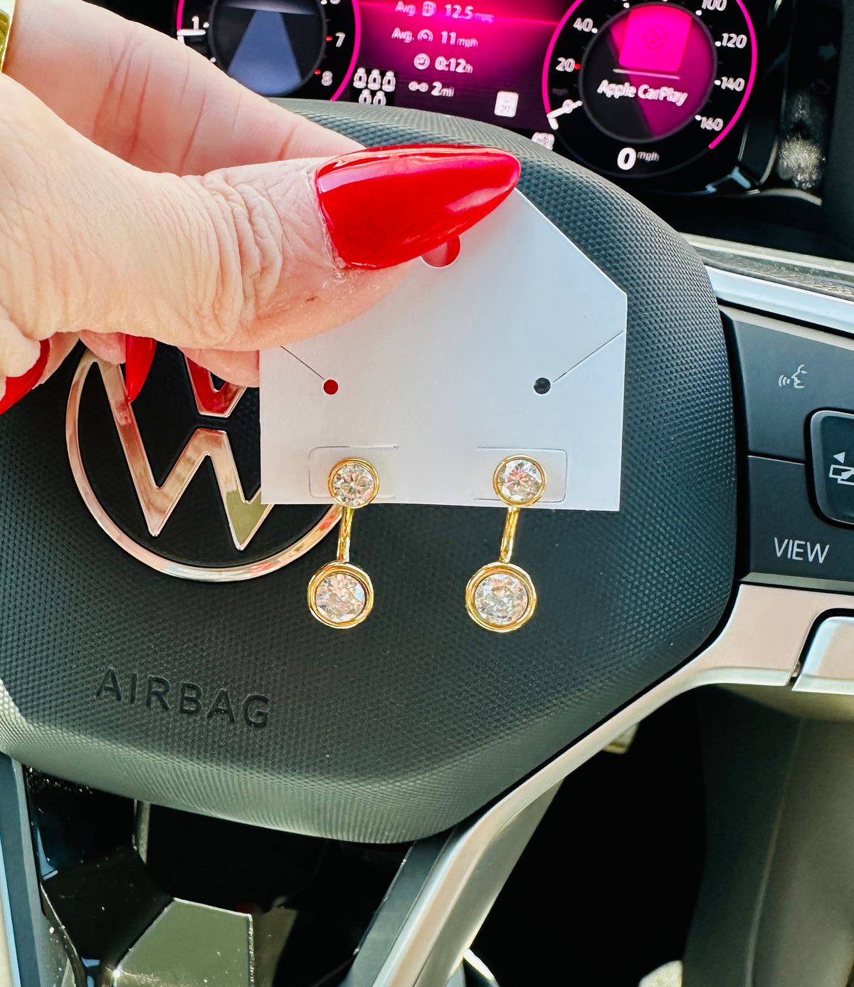 Celeste Waterproof Crystal Ear Jacket Earrings-Gold