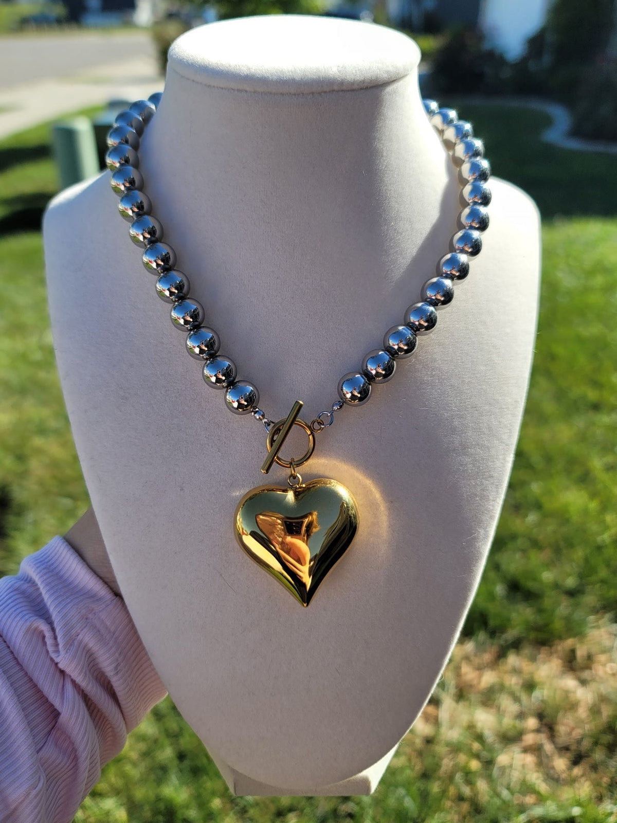 Monroe Waterproof Two-Tone Heart Necklace