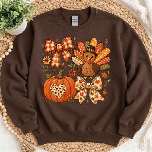 Turkey and pumpkins bows