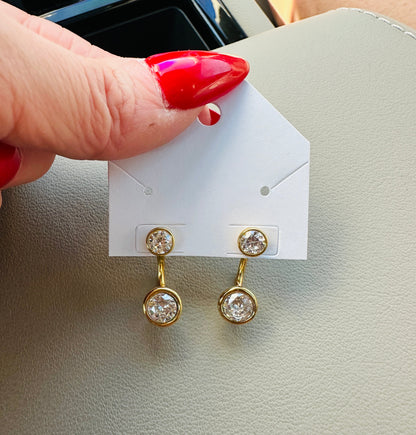 Celeste Waterproof Crystal Ear Jacket Earrings-Gold