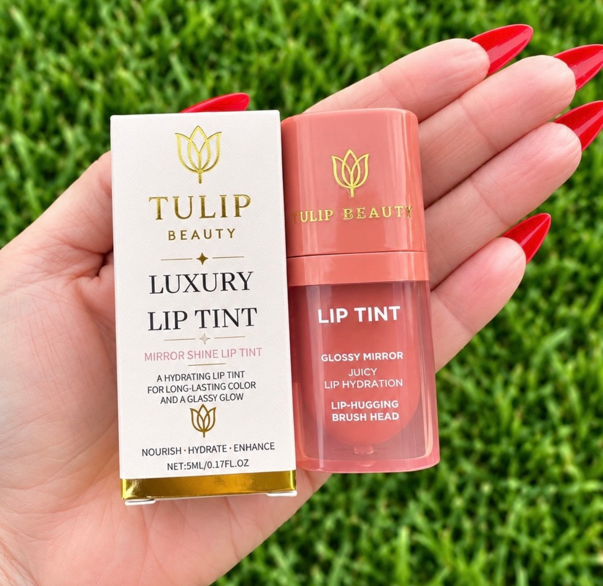 Tulip Beauty Luxury Lip Tint – Cruelty-Free Long-Lasting Mirror Shine Lip Stain