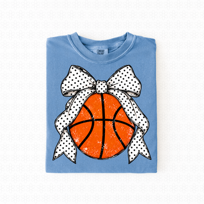 Distressed basketball with bow