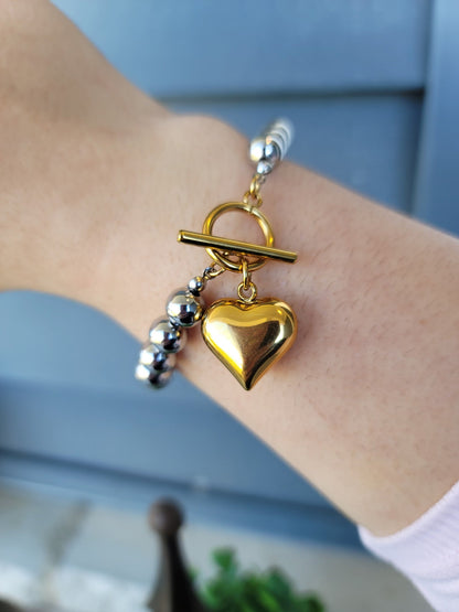 Monroe Waterproof Two-Tone Heart Bracelet