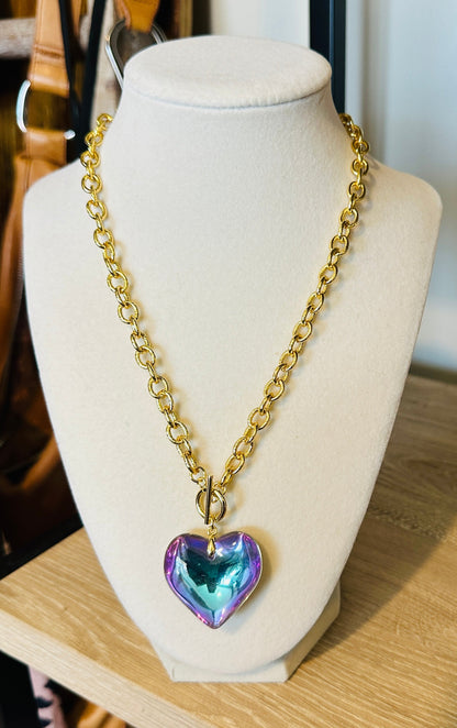 Prism Heart Toggle Necklace- 5 Colors