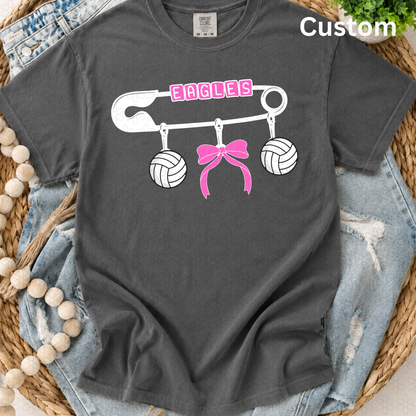 CUSTOM safety pin charm- volleyball