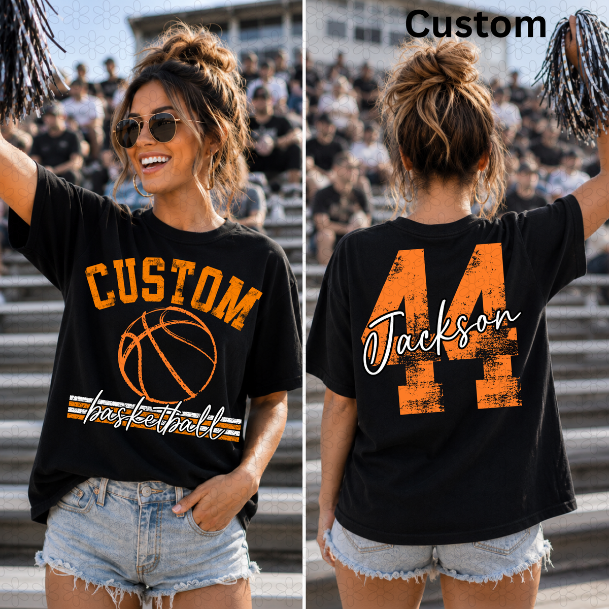 Custom distressed basketball (front and back)