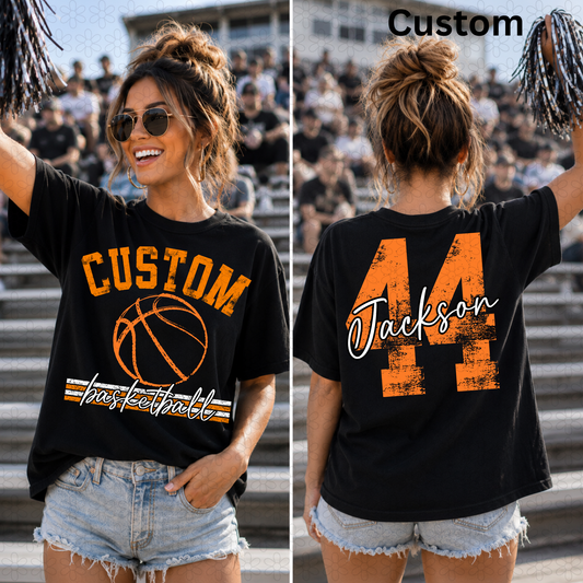 Custom distressed basketball (front and back)