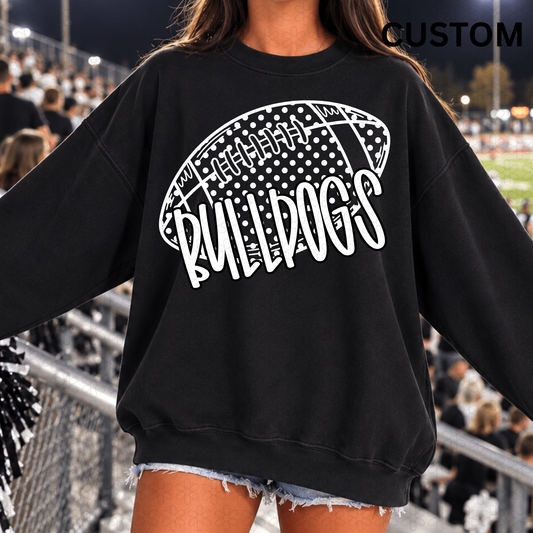 CUSTOM dot football (Choose font color, football color and your mascot)