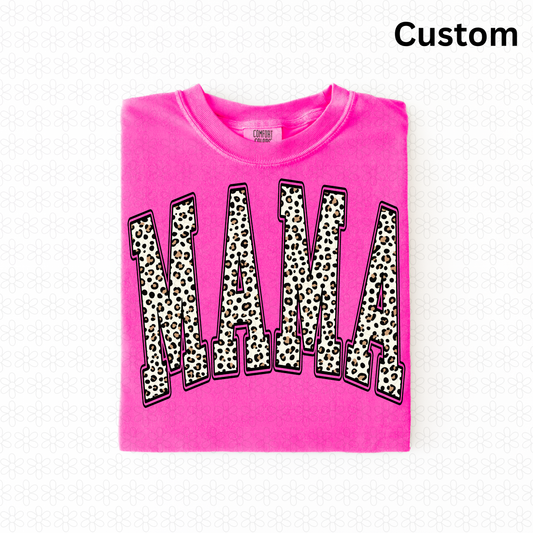 Custom leopard varsity font (any word)