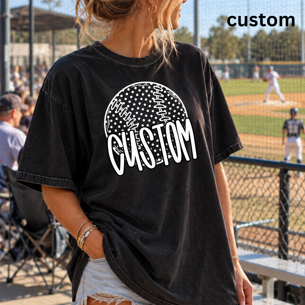 CUSTOM dot baseball (Choose font color, baseball color and your mascot)