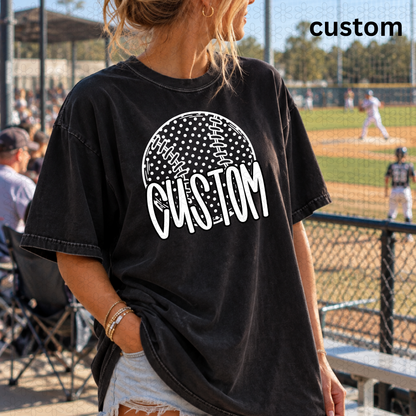 CUSTOM dot baseball (Choose font color, baseball color and your mascot)