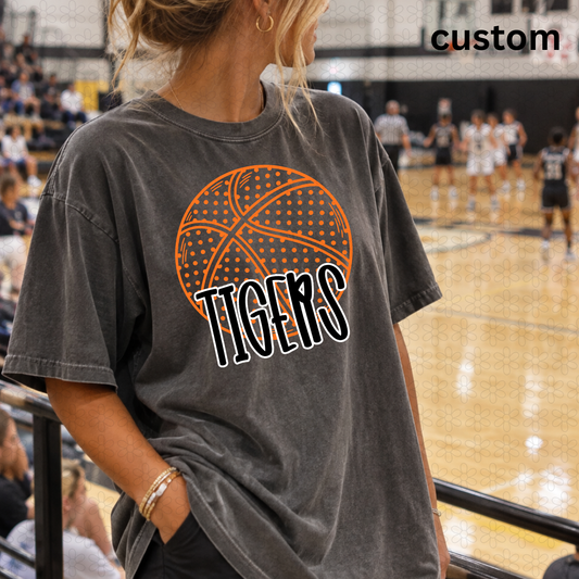 CUSTOM dot basketball (Choose font color, basketball color and your mascot)