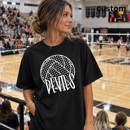 CUSTOM dot volleyball (Choose font color, ball color and your mascot)
