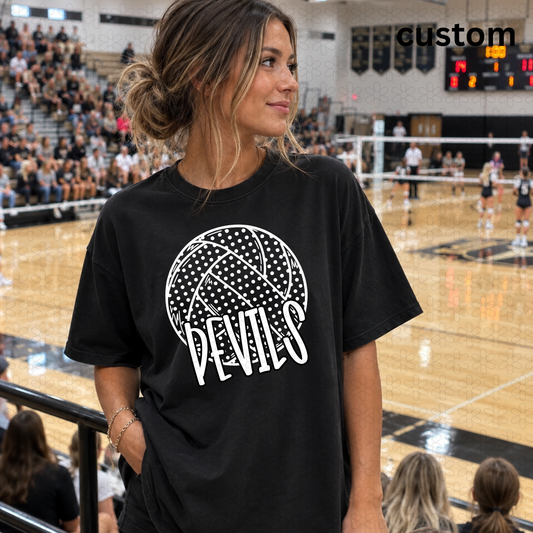 CUSTOM dot volleyball (Choose font color, ball color and your mascot)