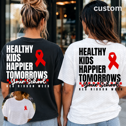 CUSTOM SCHOOL RED RIBBON *FONT AND BACK*