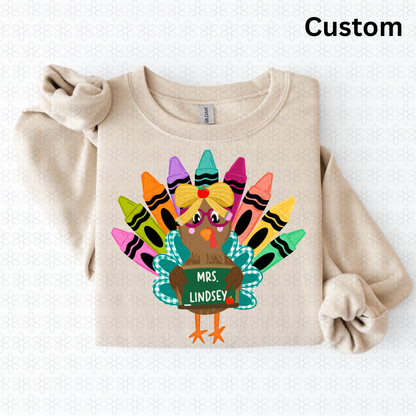 Custom Teacher Crayon Turkey