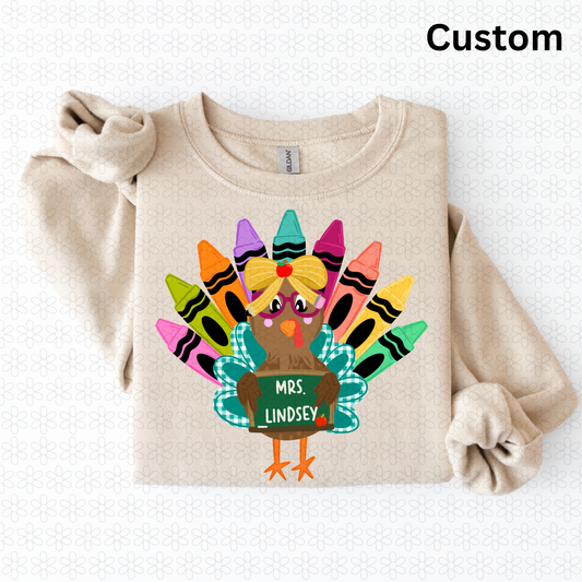 Custom Teacher Crayon Turkey