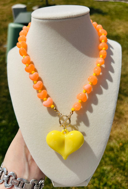 Sunburst Heart Beaded Necklace
