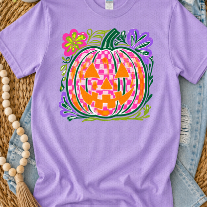 Floral checkered jack o lantern