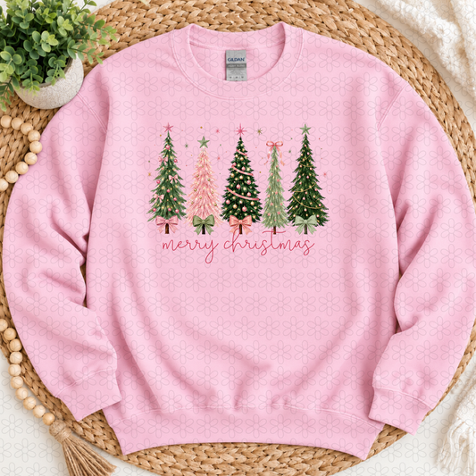 Pink merry Christmas trees
