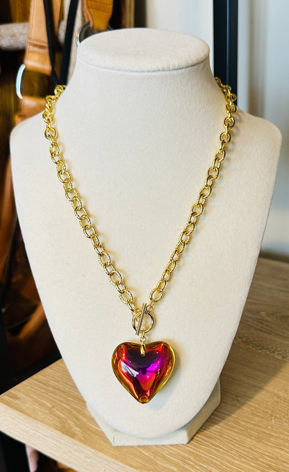 Prism Heart Toggle Necklace- 5 Colors