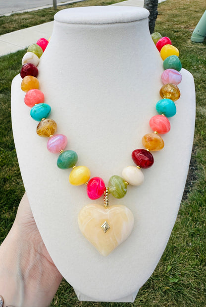 Mosaic Heart Beaded Necklace