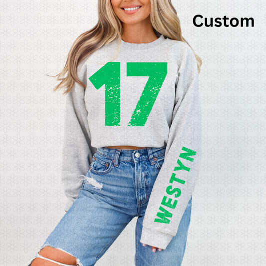 CUSTOM COLOR NAME AND NUMBER- FRONT AND SLEEVE IMAGE