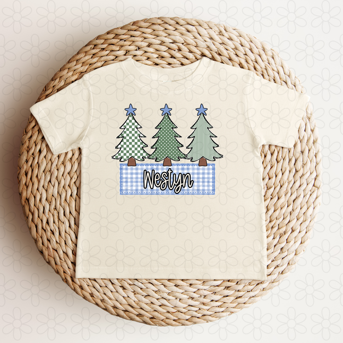 Name plate Christmas trees boy
