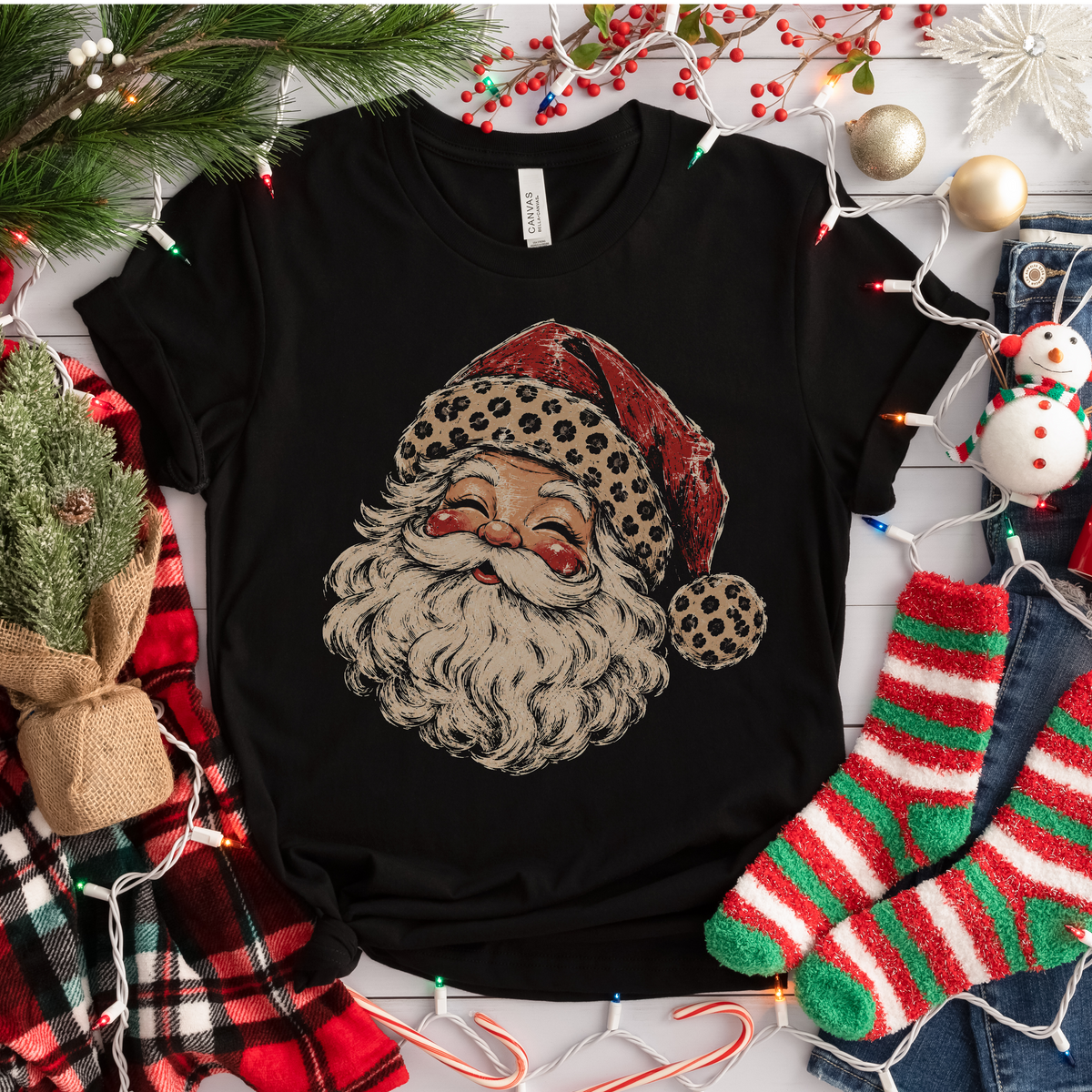 Distressed Santa leopard hat