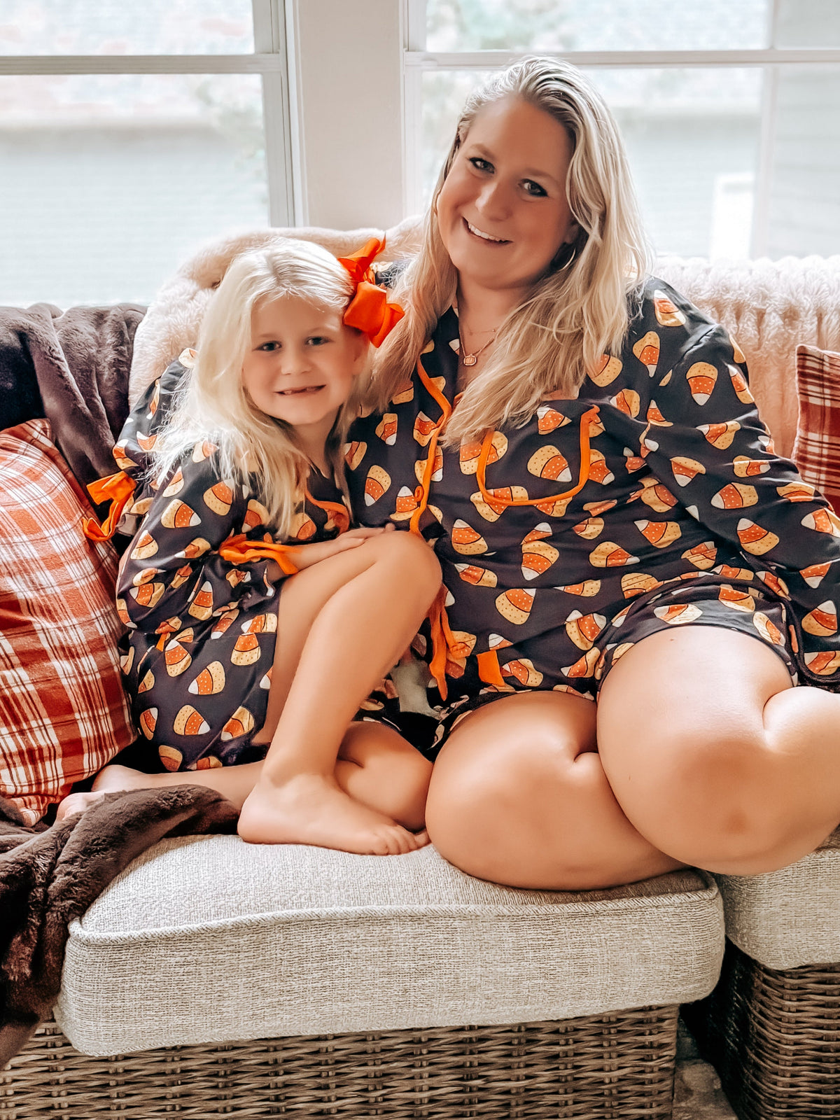 Halloween Candy Corn Mommy and Me Pajama Set Matching Lounge Set