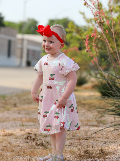 Sweet Cherry Sequins Cute Dress