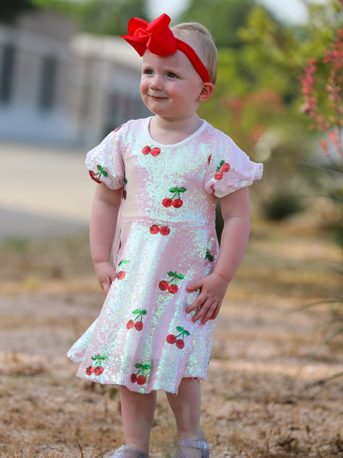 Sweet Cherry Sequins Cute Dress