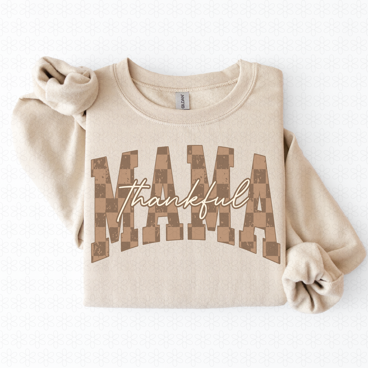 Brown check thankful mama