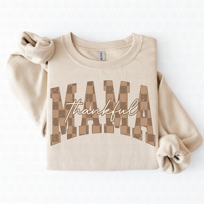 Brown check thankful mama
